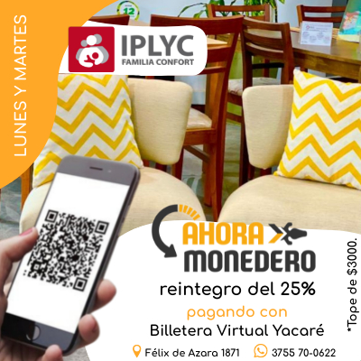 monedero virtual Yacaré: lunes y martes